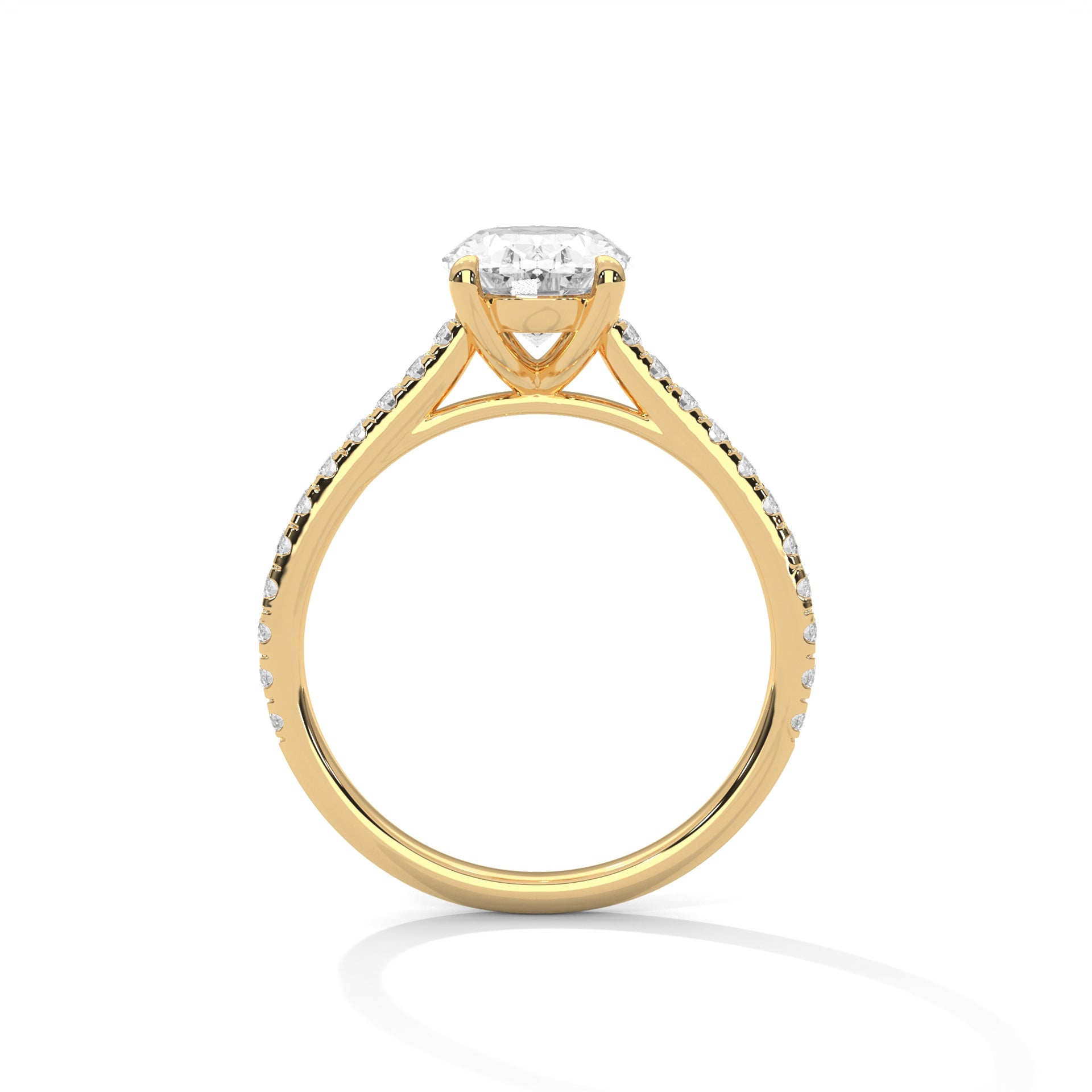 Oval Solitaire Studded Ring