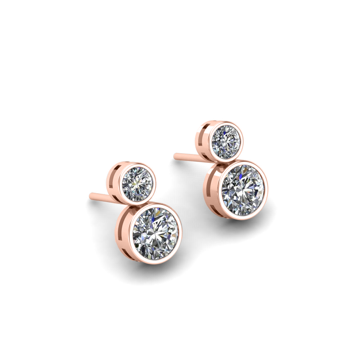 Round Duo Solitaire Silver Studs