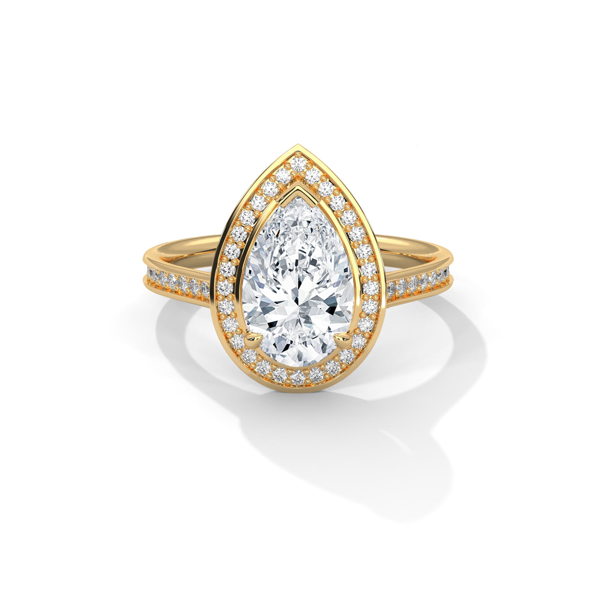 Pear Halo Solitaire Studded Ring