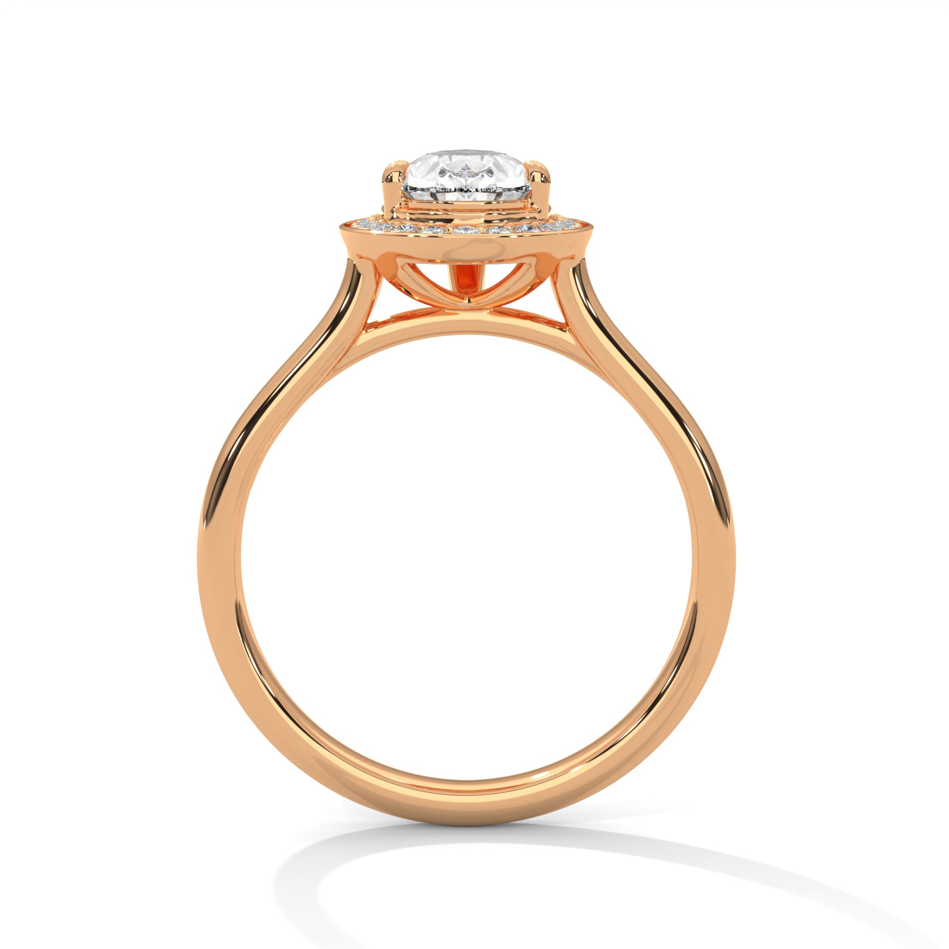 Pear Halo Solitaire Ring