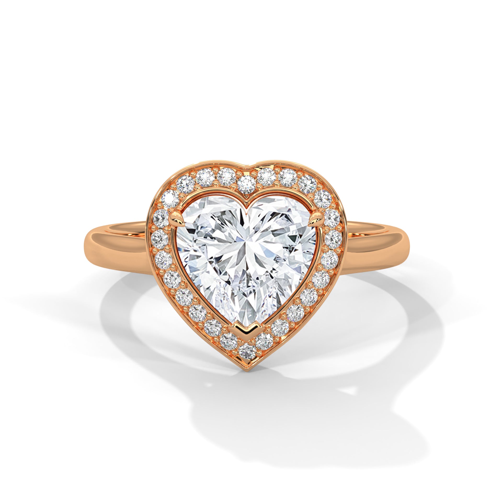 Heart Halo Solitaire Ring