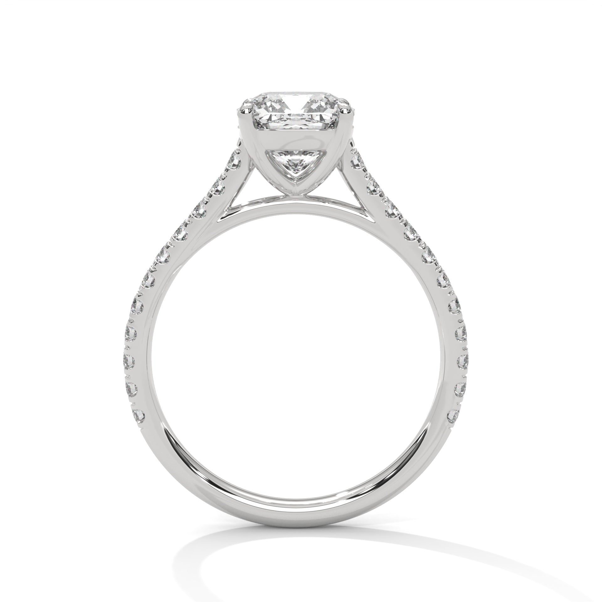Symbol Cushion Solitaire Studded Ring