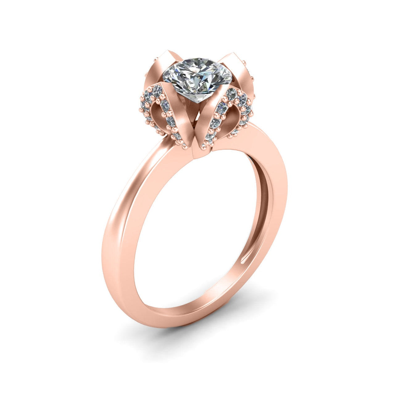 Leaf Claw Solitaire Silver Ring