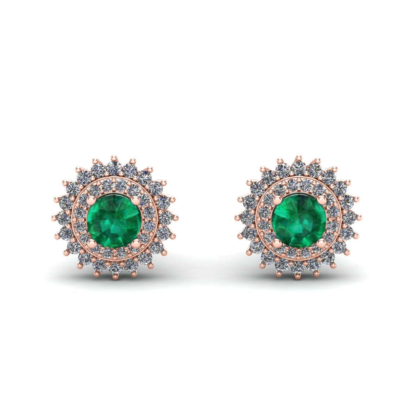 Cluster Green Emerald Silver Studs