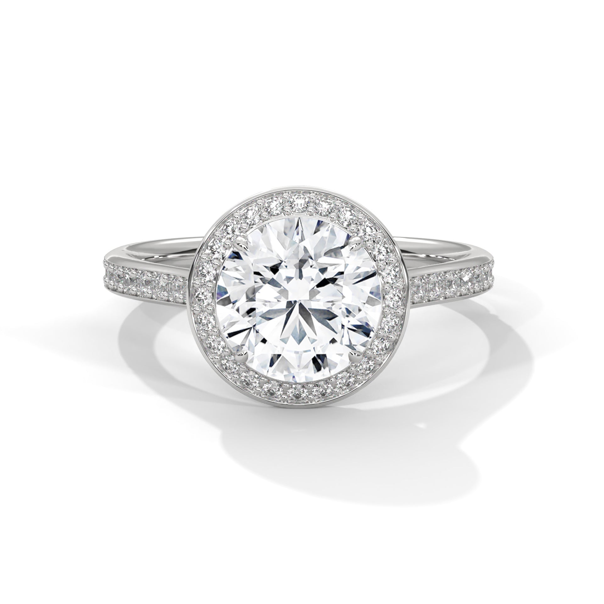 Round Halo Solitaire Studded Ring