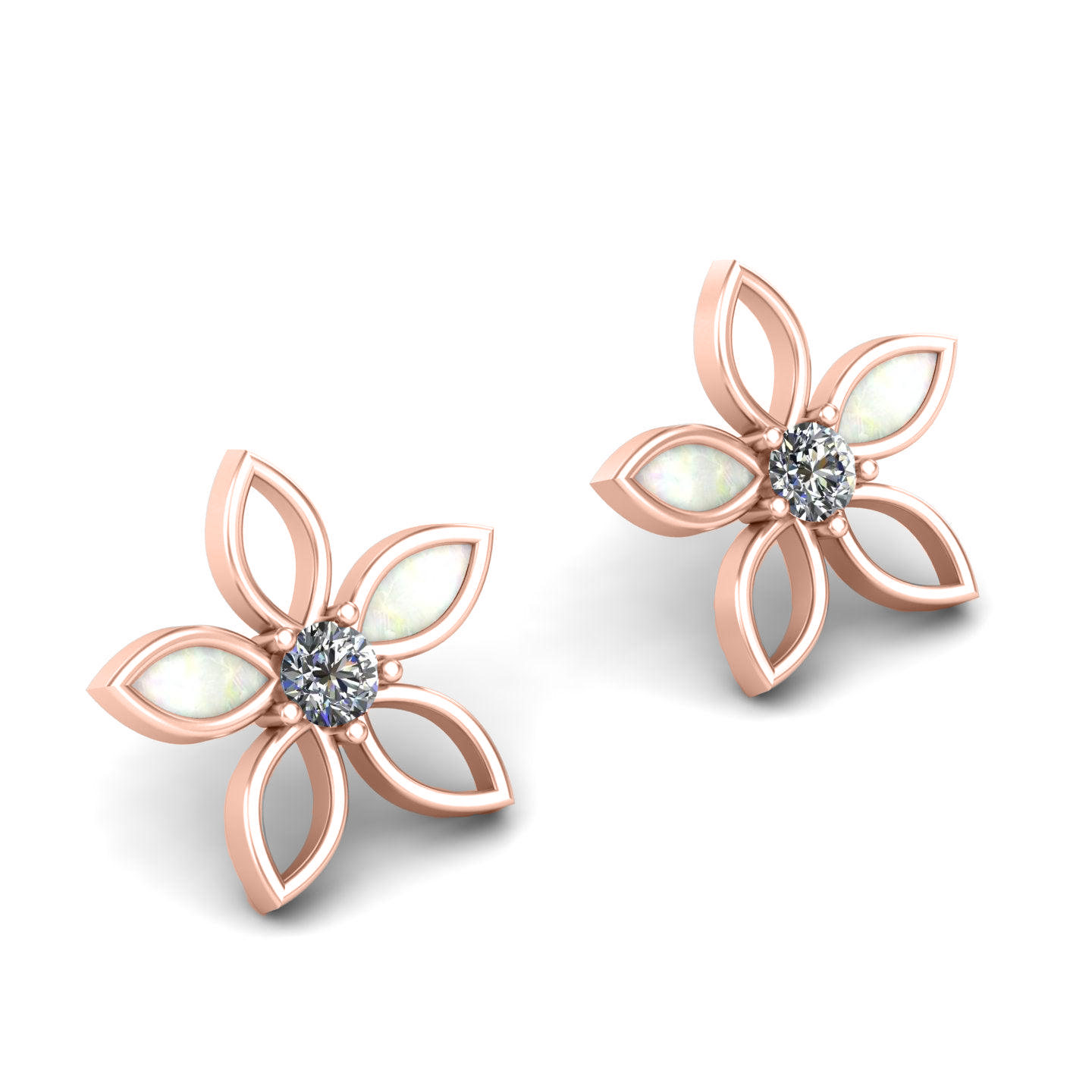 5 Leaf Mother Pearl Silver Ear Studs