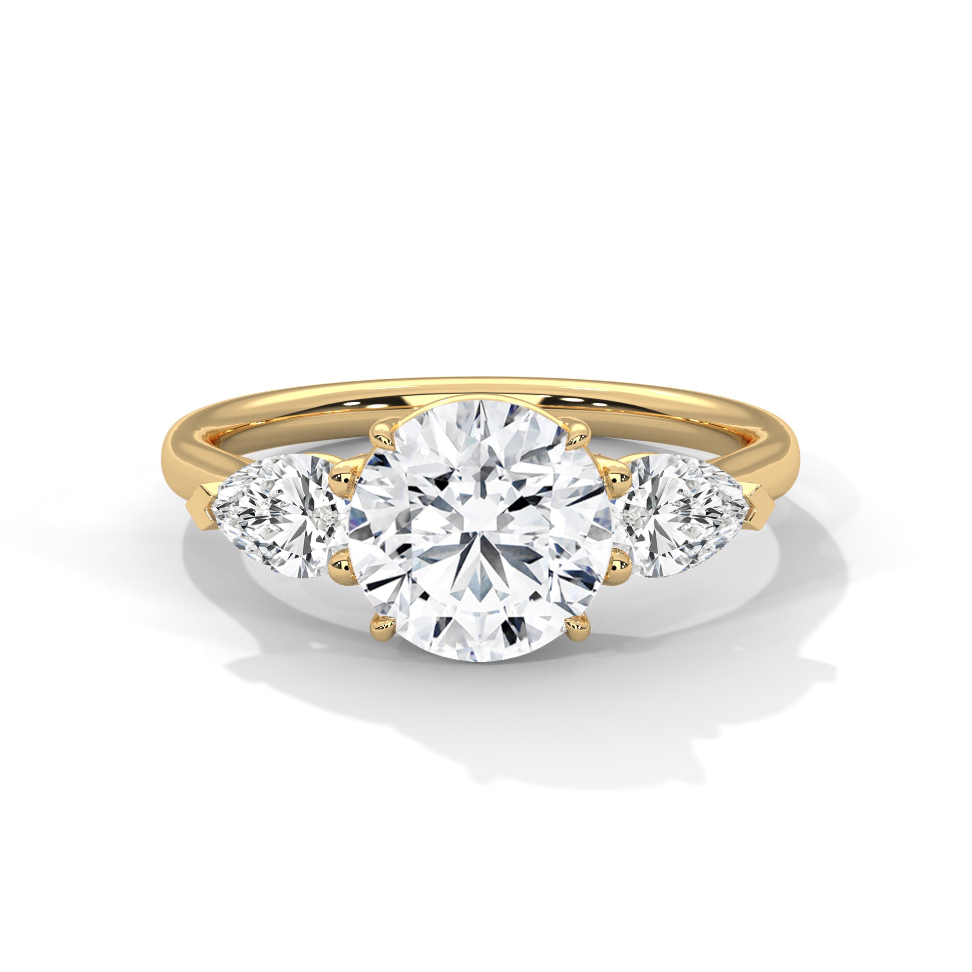 Round & Pear Solitaire Trio Ring