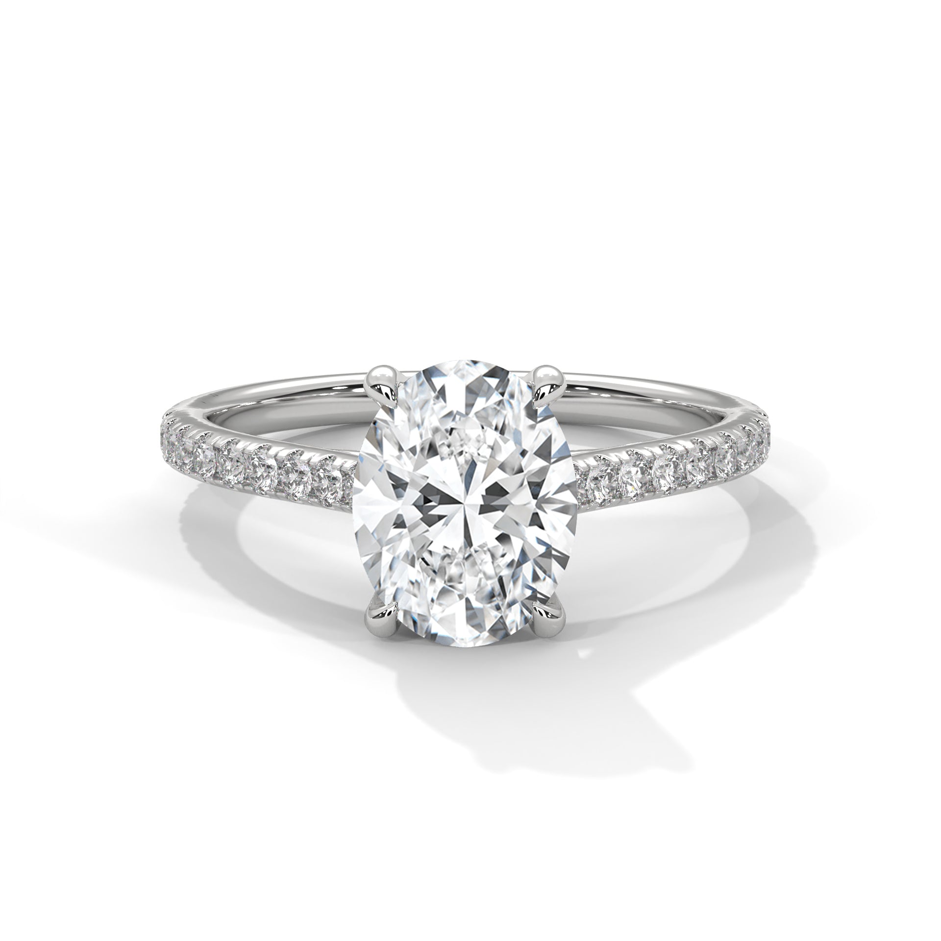 Oval Solitaire Studded Ring