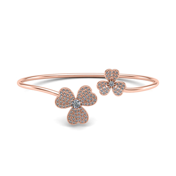 Pavé Set Flower Silver Bangle