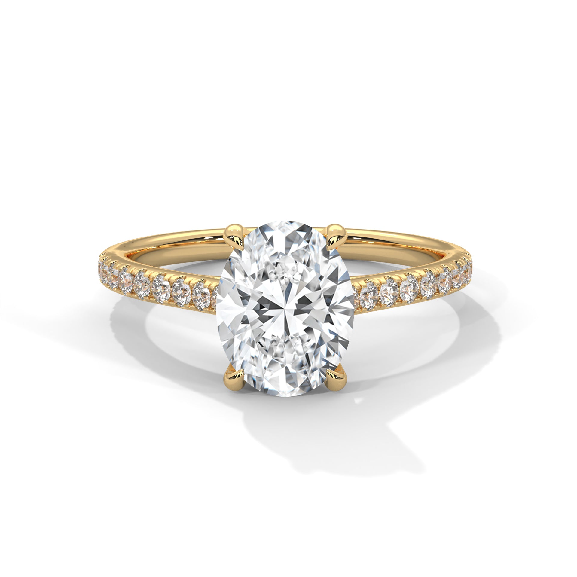 Oval Solitaire Studded Ring