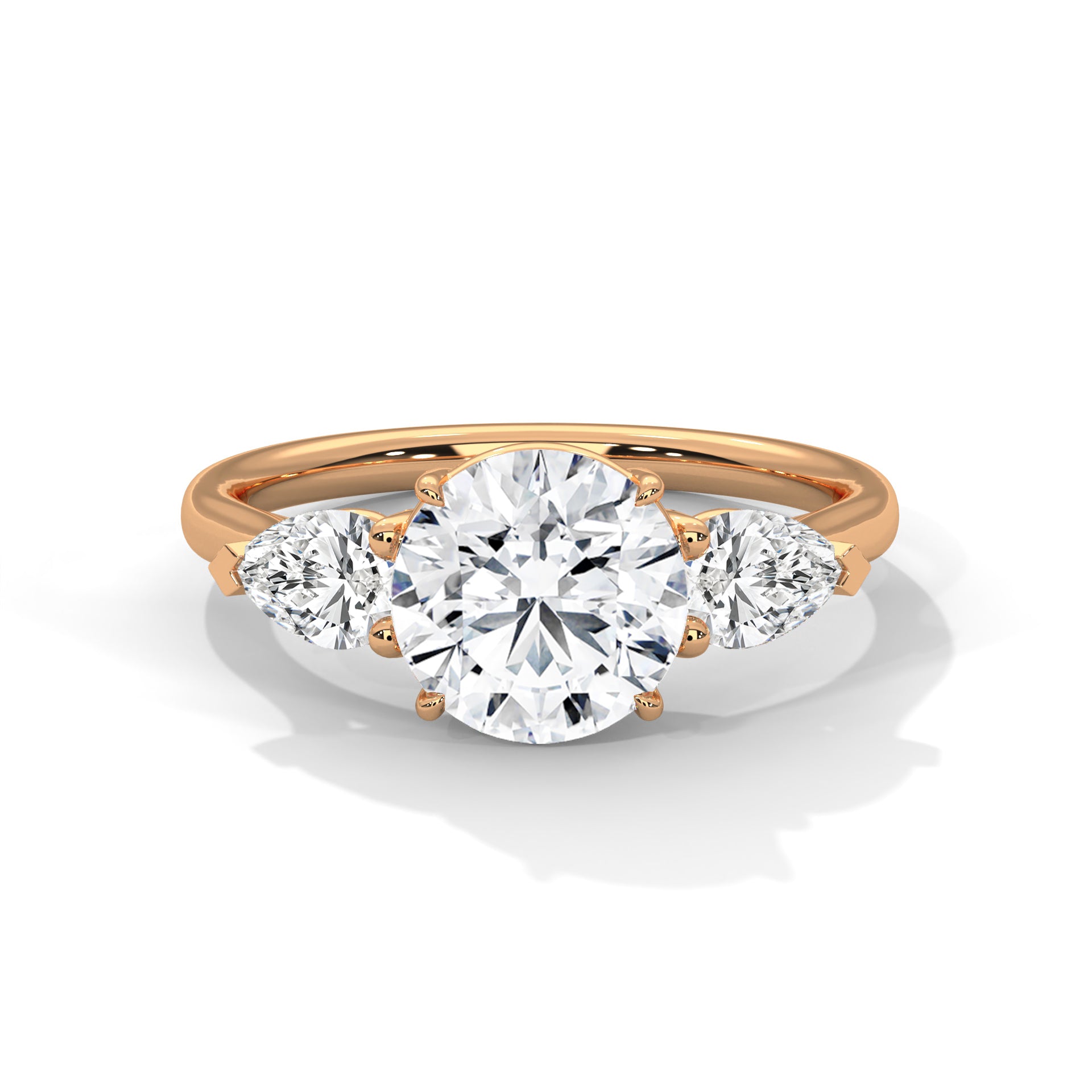 Round & Pear Solitaire Trio Ring