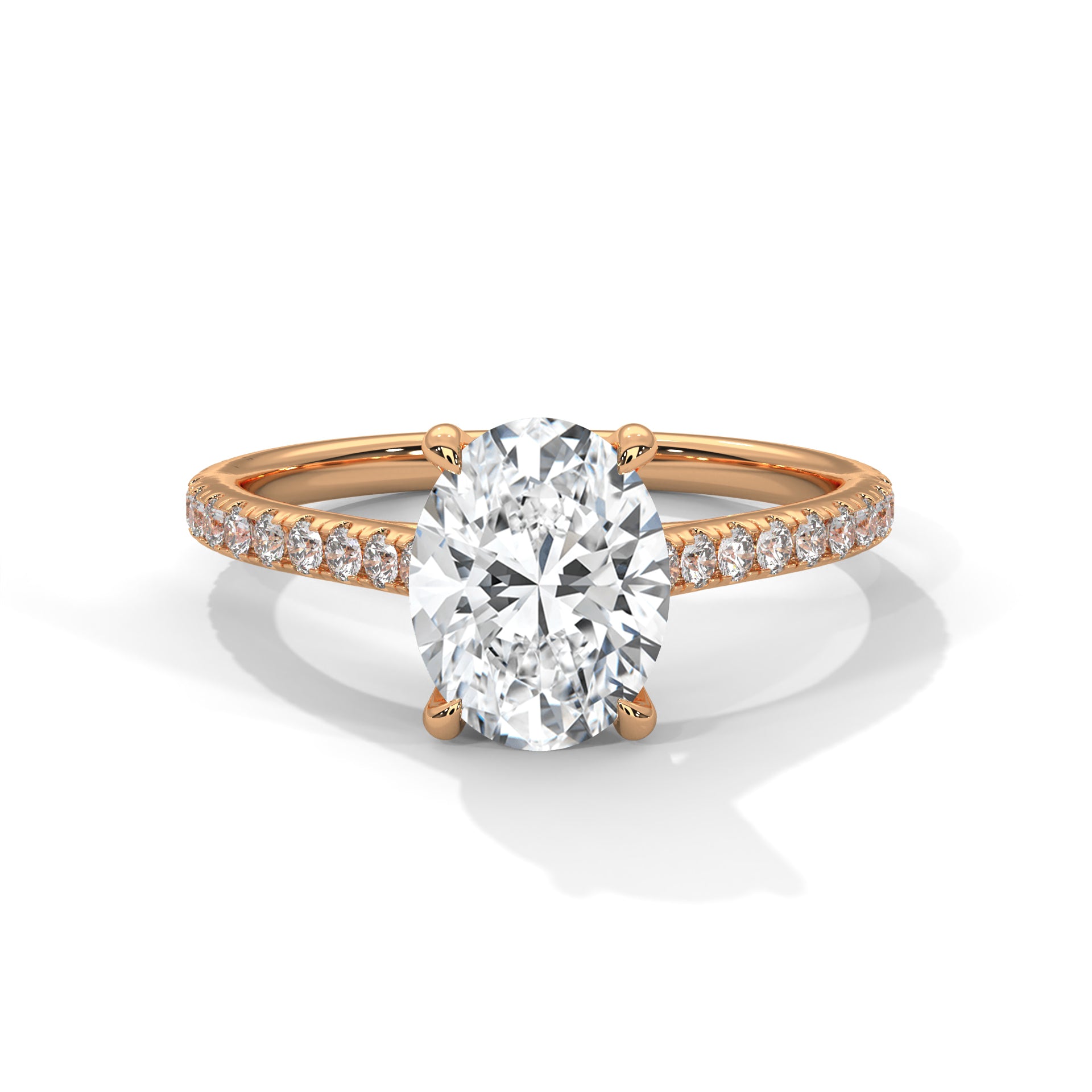 Oval Solitaire Studded Ring