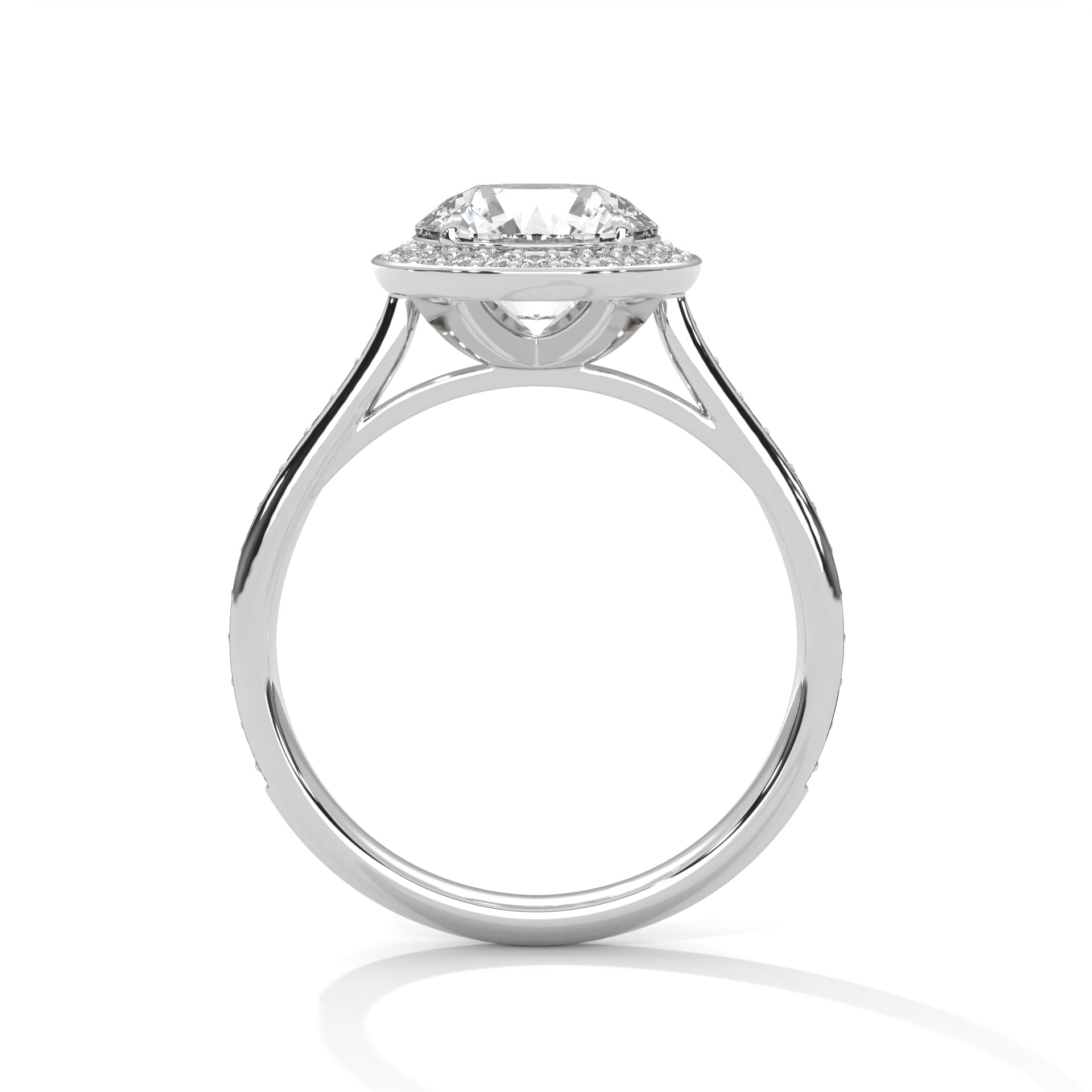 Round Halo Solitaire Studded Ring