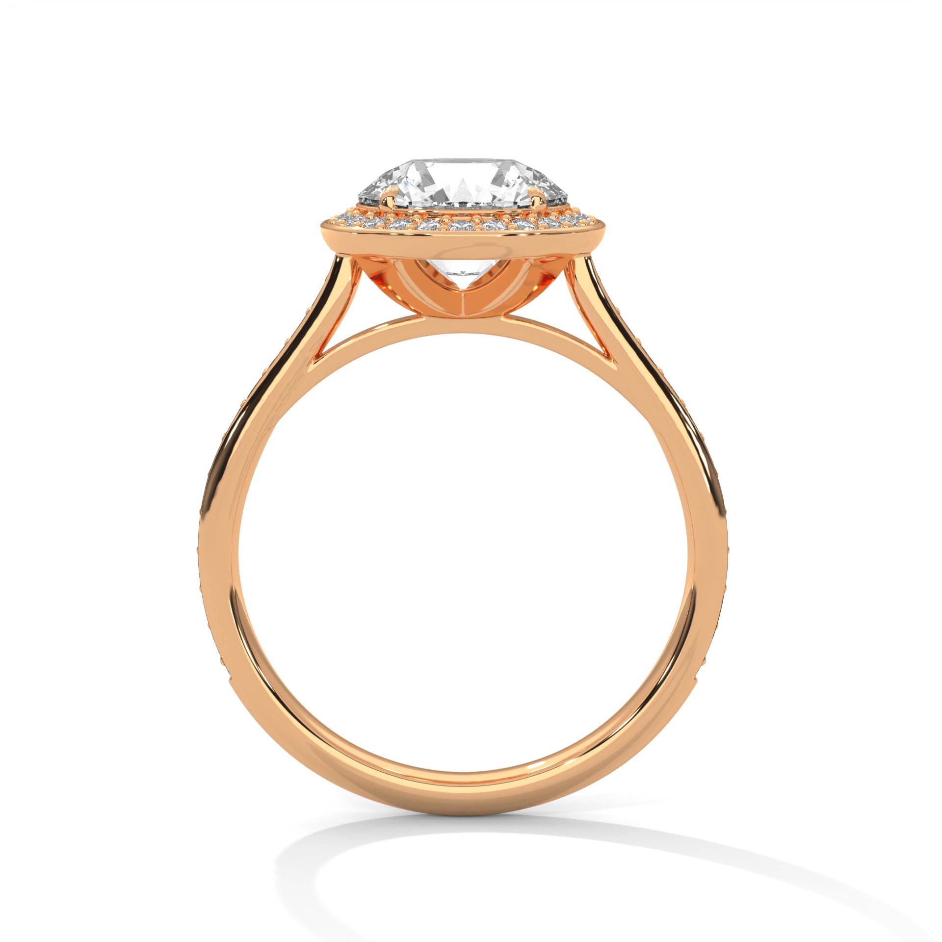 Round Halo Solitaire Studded Ring