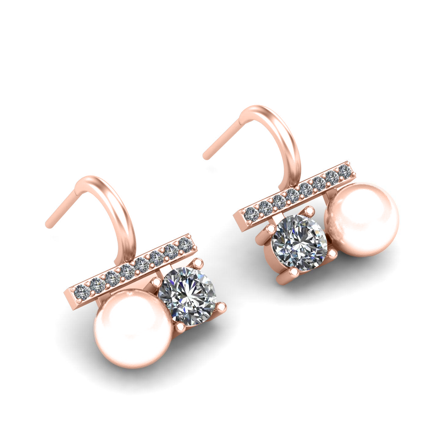 Pearl Duo Silver Ear Studs