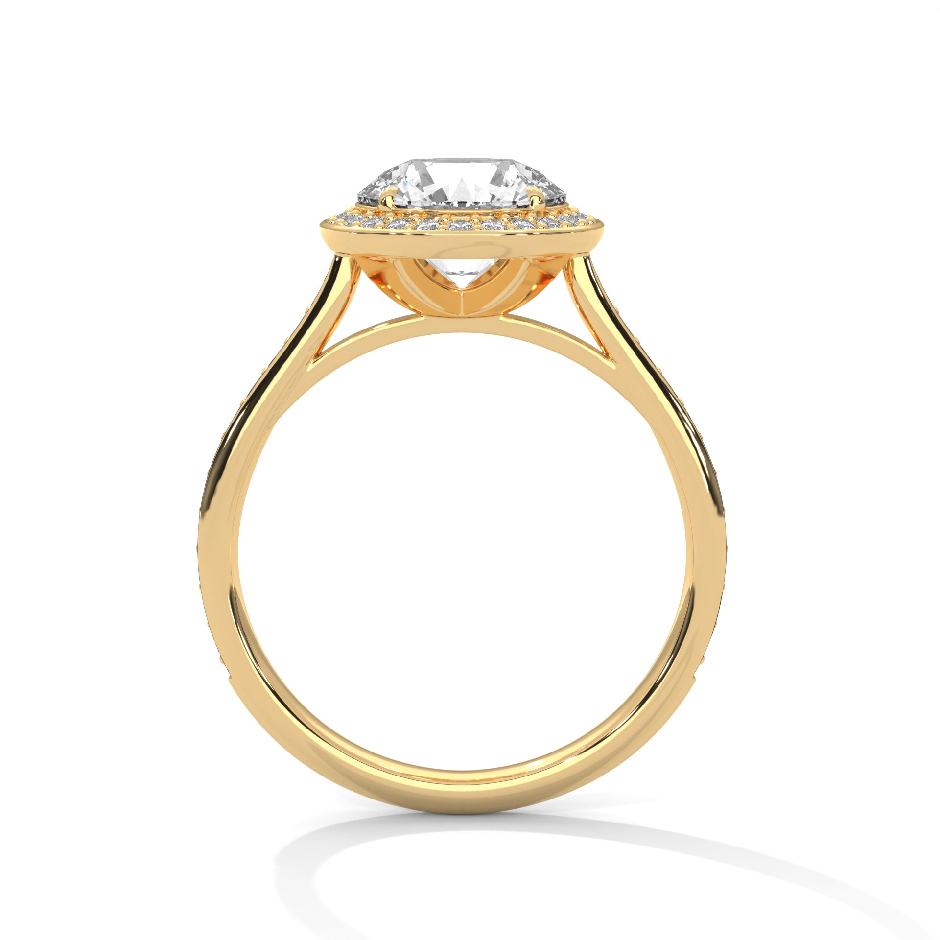 Round Halo Solitaire Studded Ring