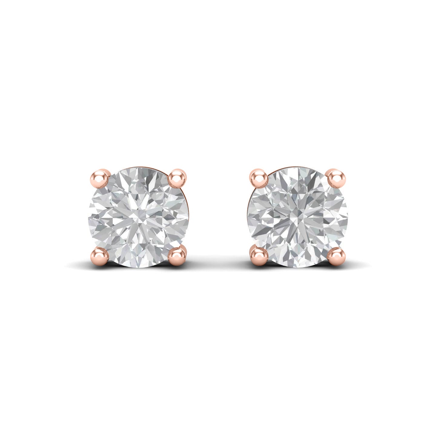 Round Solitaire Silver Ear Studs