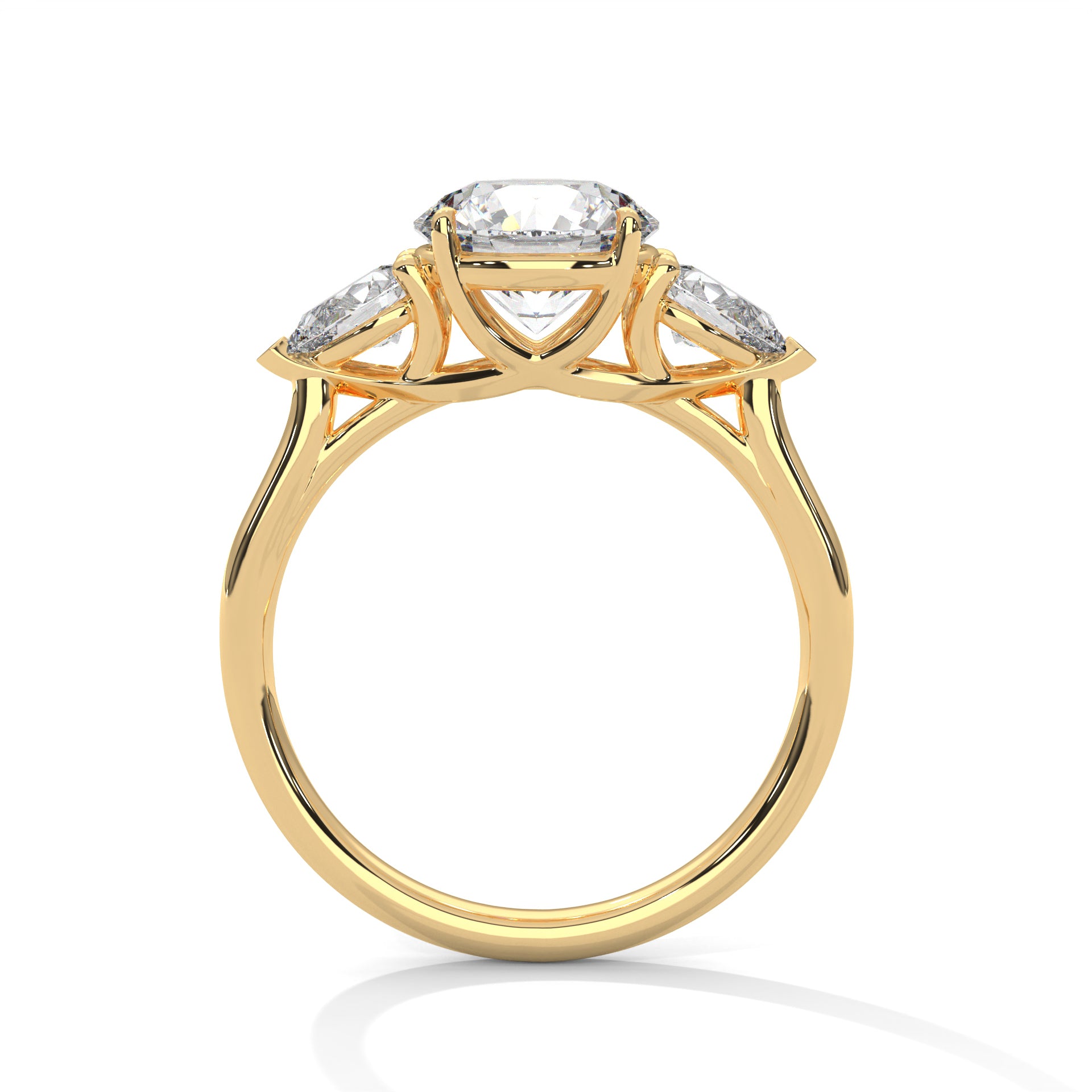 Round & Pear Solitaire Trio Ring