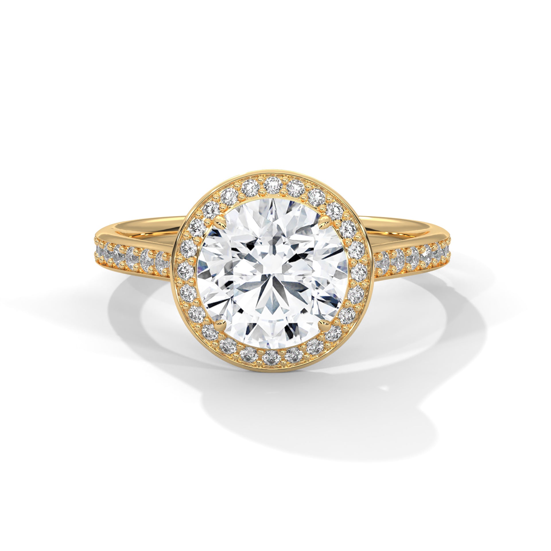 Round Halo Solitaire Studded Ring