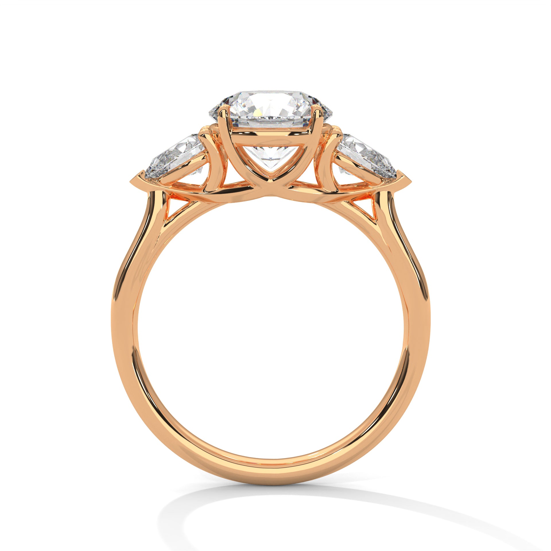 Round & Pear Solitaire Trio Ring