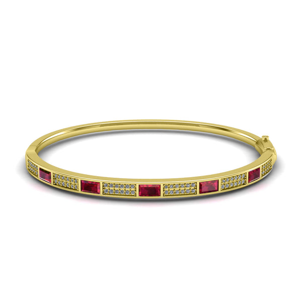 Pavé Set Ruby & Silver Bangle