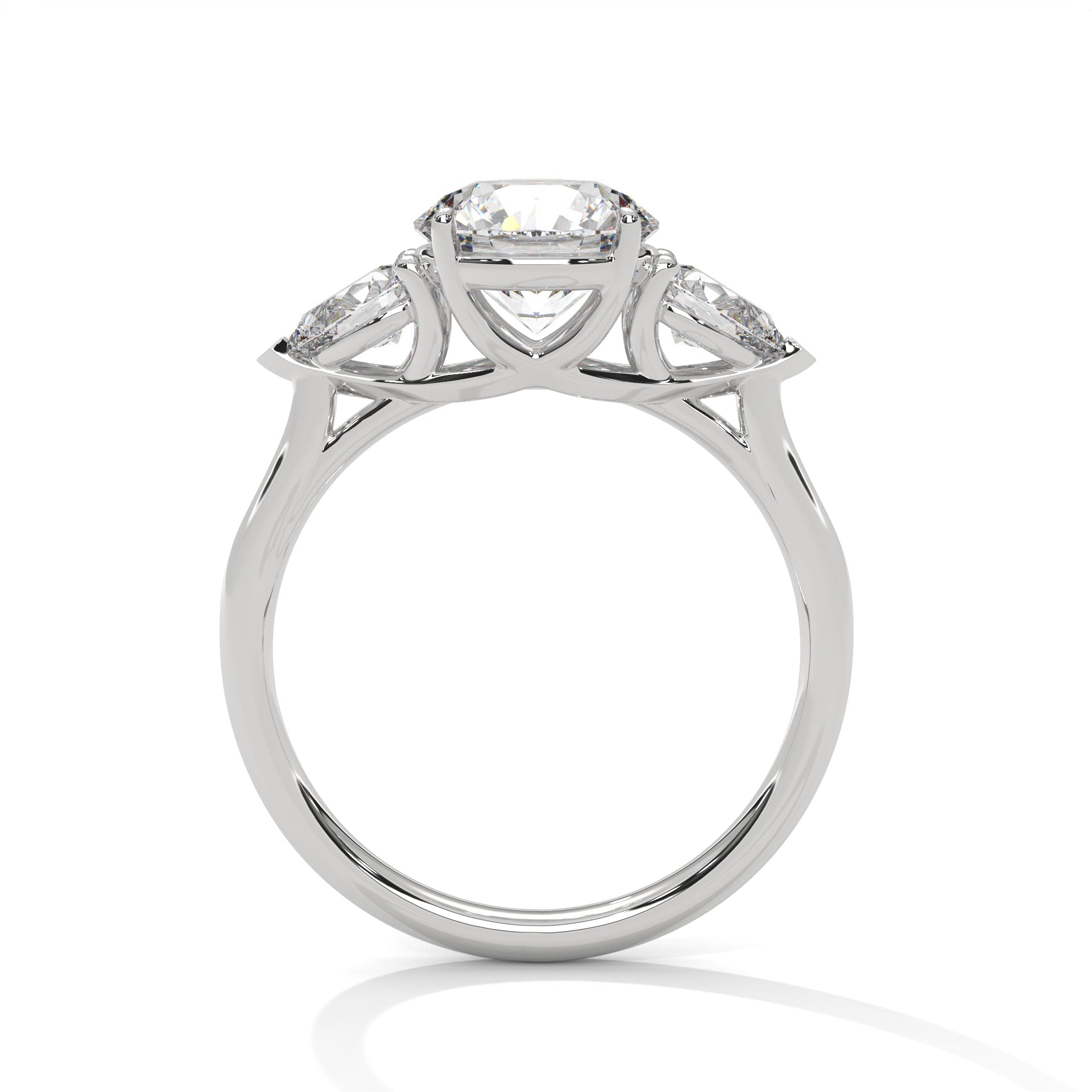 Round & Pear Solitaire Trio Ring