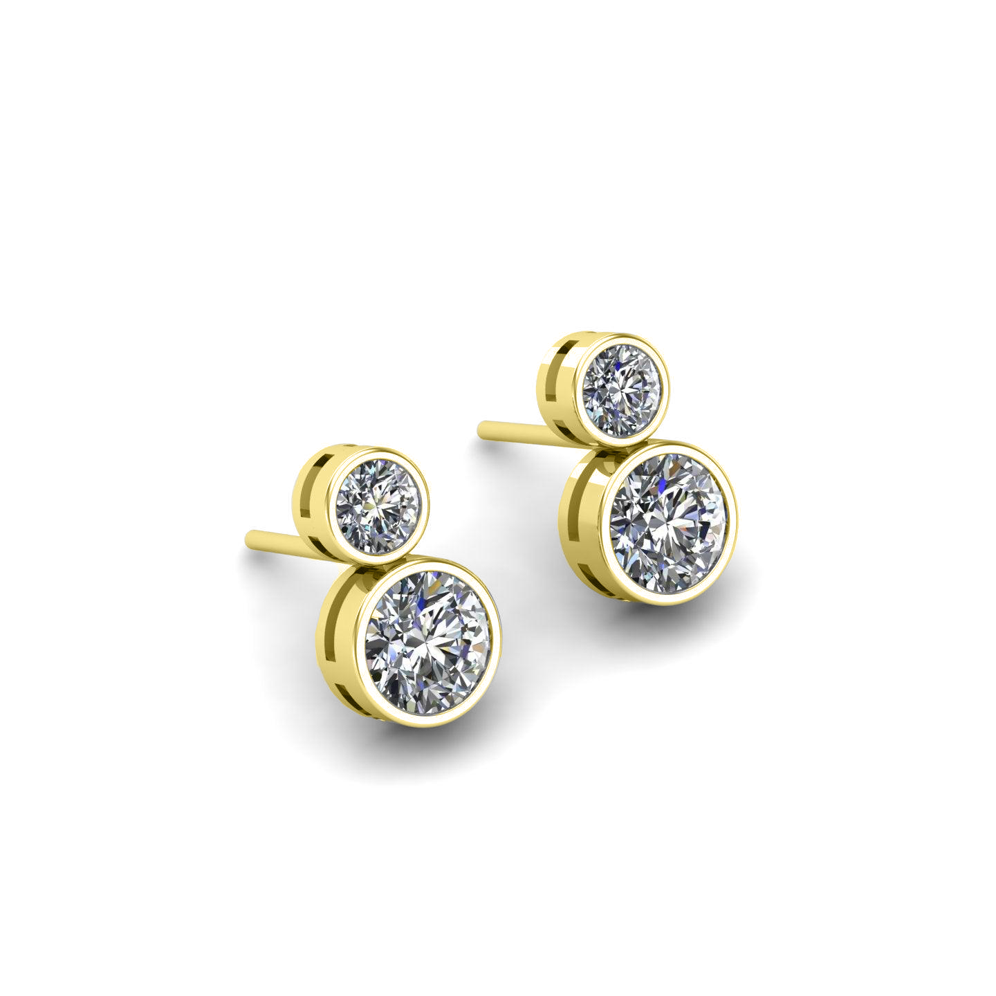 Round Duo Solitaire Silver Studs