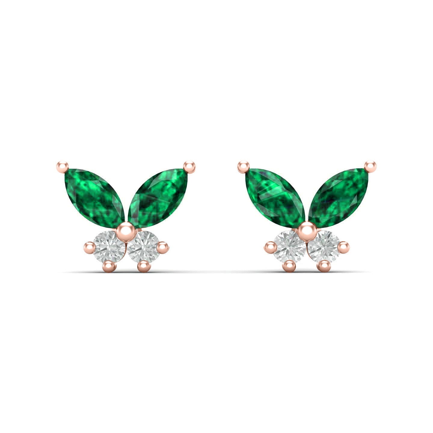 Mariposa Green Emerald Silver Ear Studs