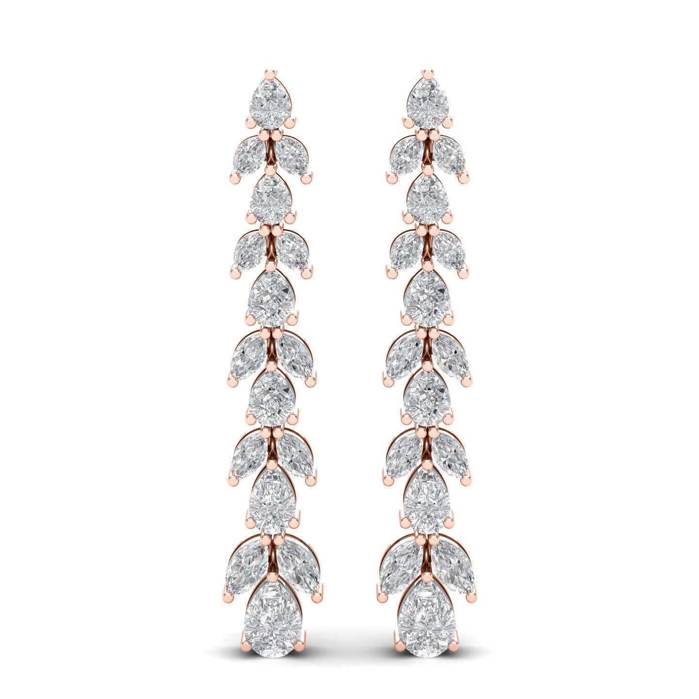 Marquise Pear Duo Dangling Silver Earrings