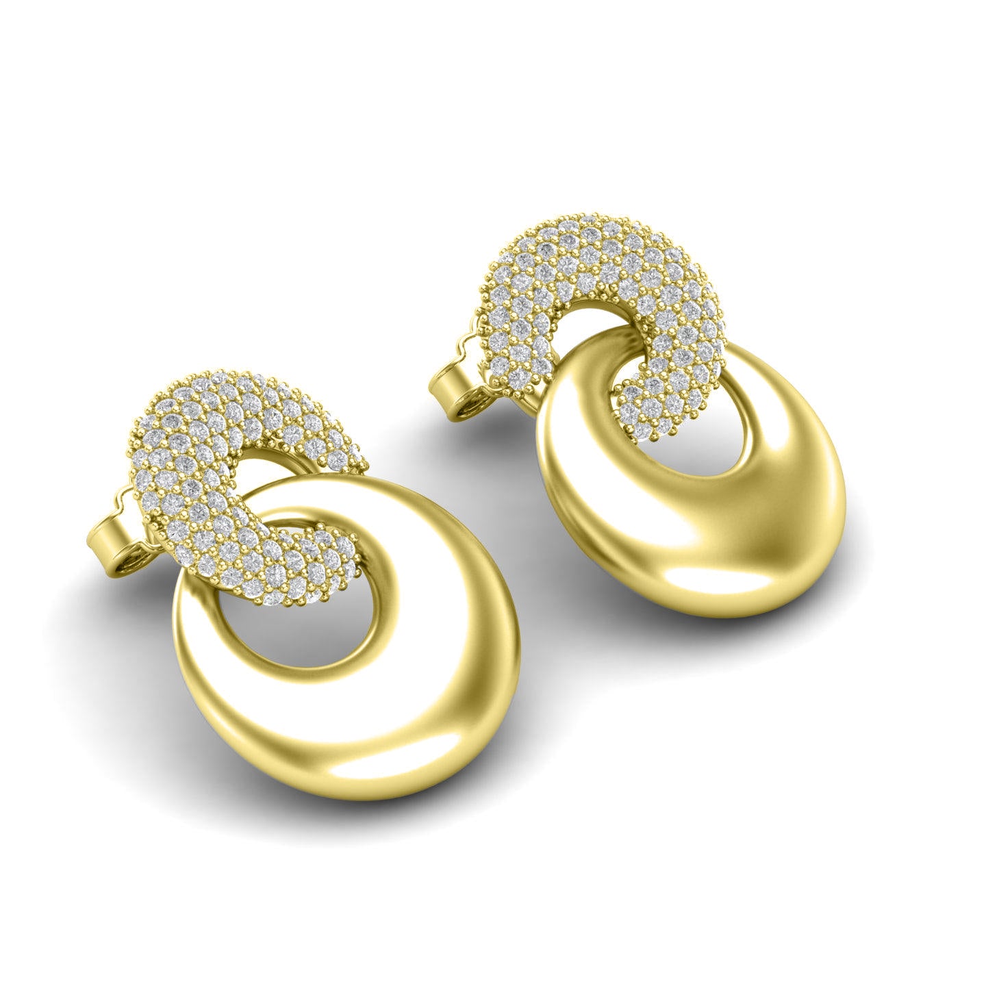Pavé Double Hoop Silver Ear Studs