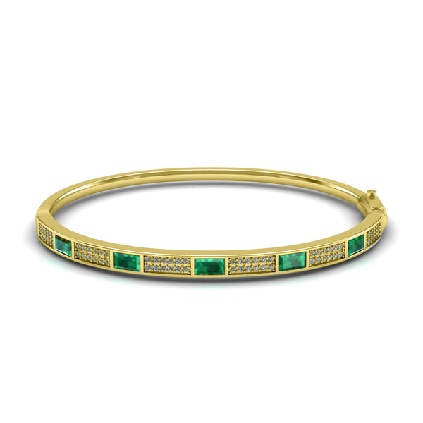 Pavé Set Emerald & Silver Bangle