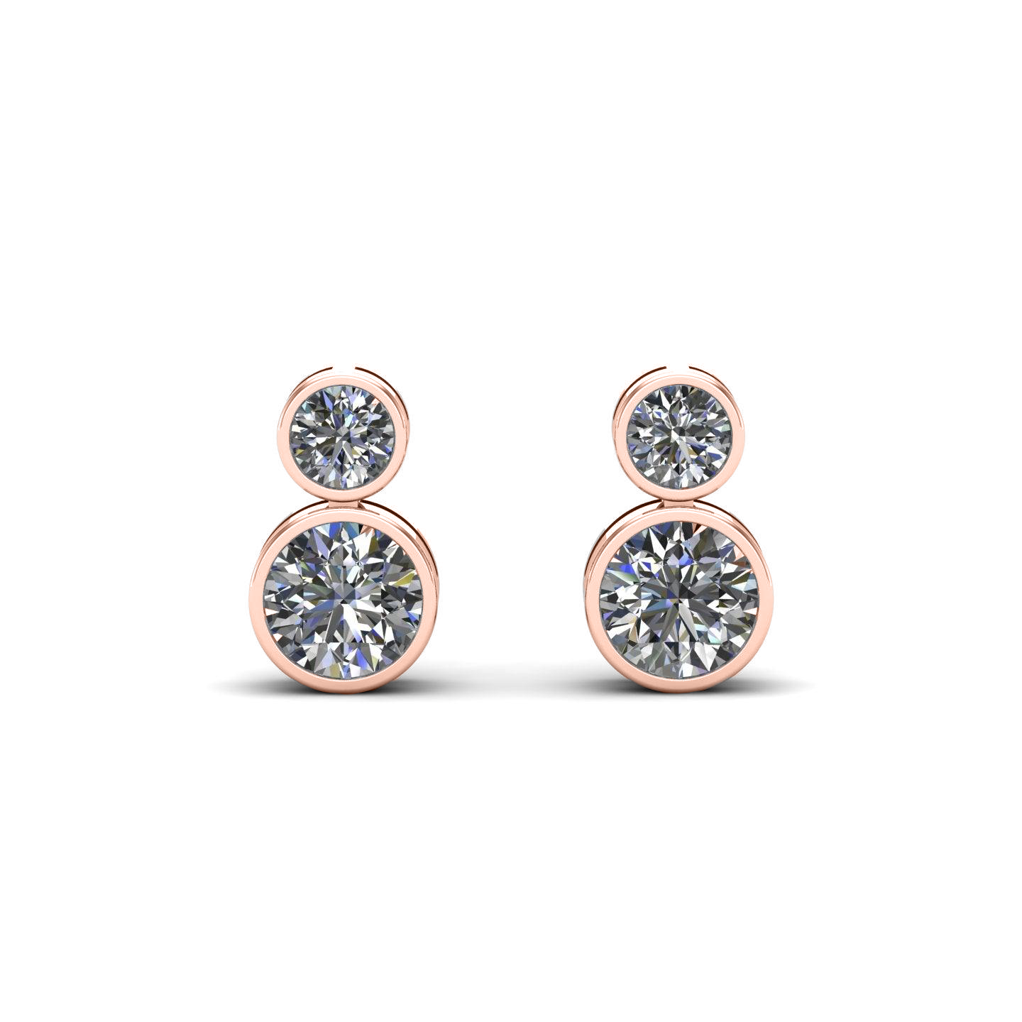 Round Duo Solitaire Silver Studs