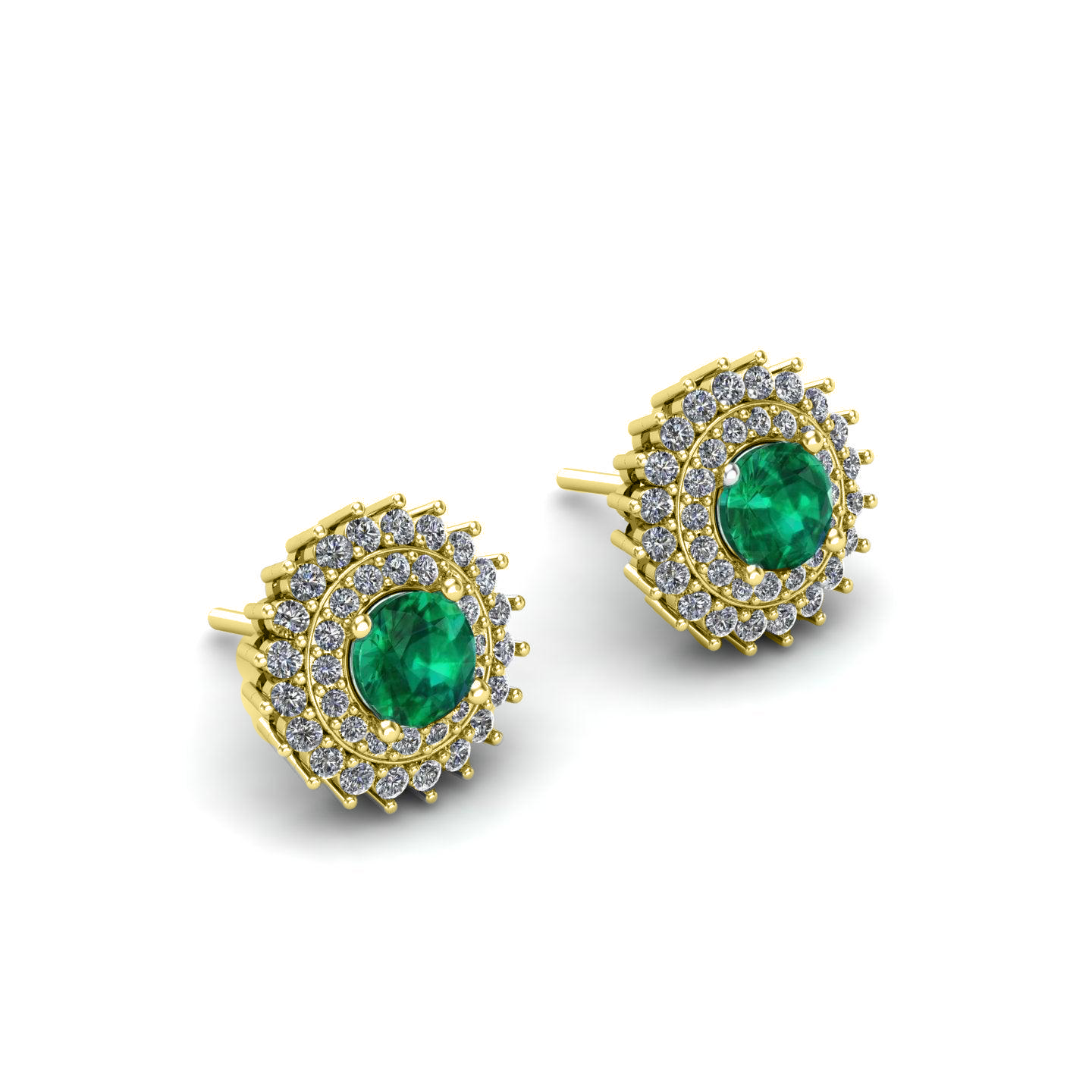 Cluster Green Emerald Silver Studs