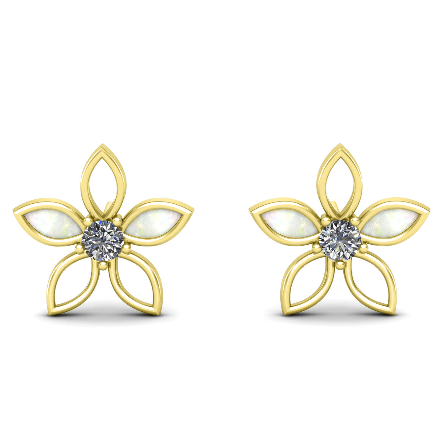 5 Leaf Mother Pearl Silver Ear Studs
