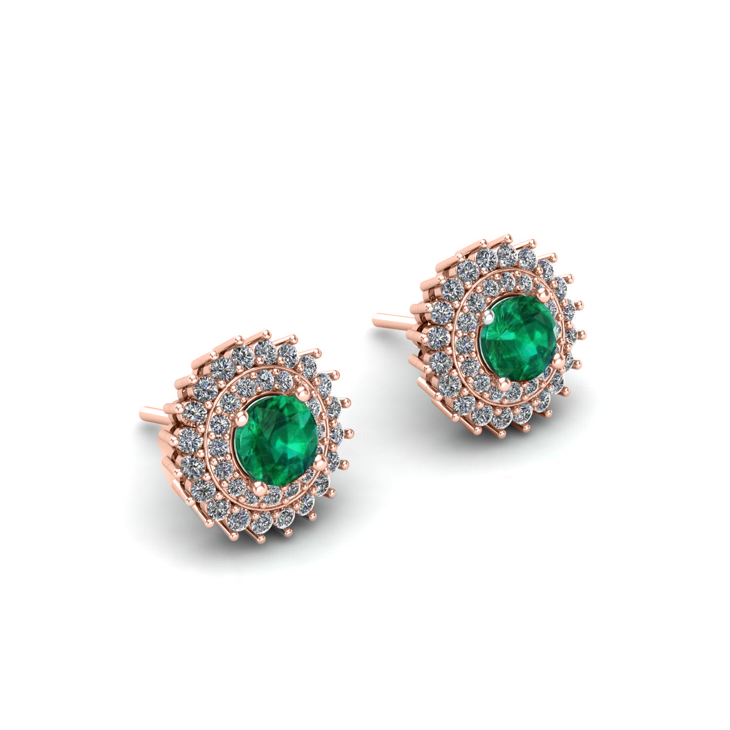 Cluster Green Emerald Silver Studs