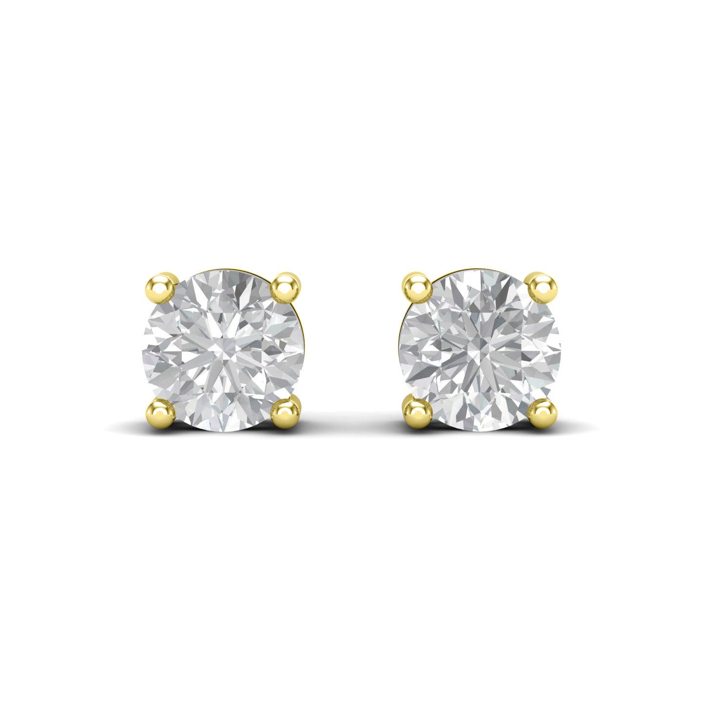Round Solitaire Silver Ear Studs