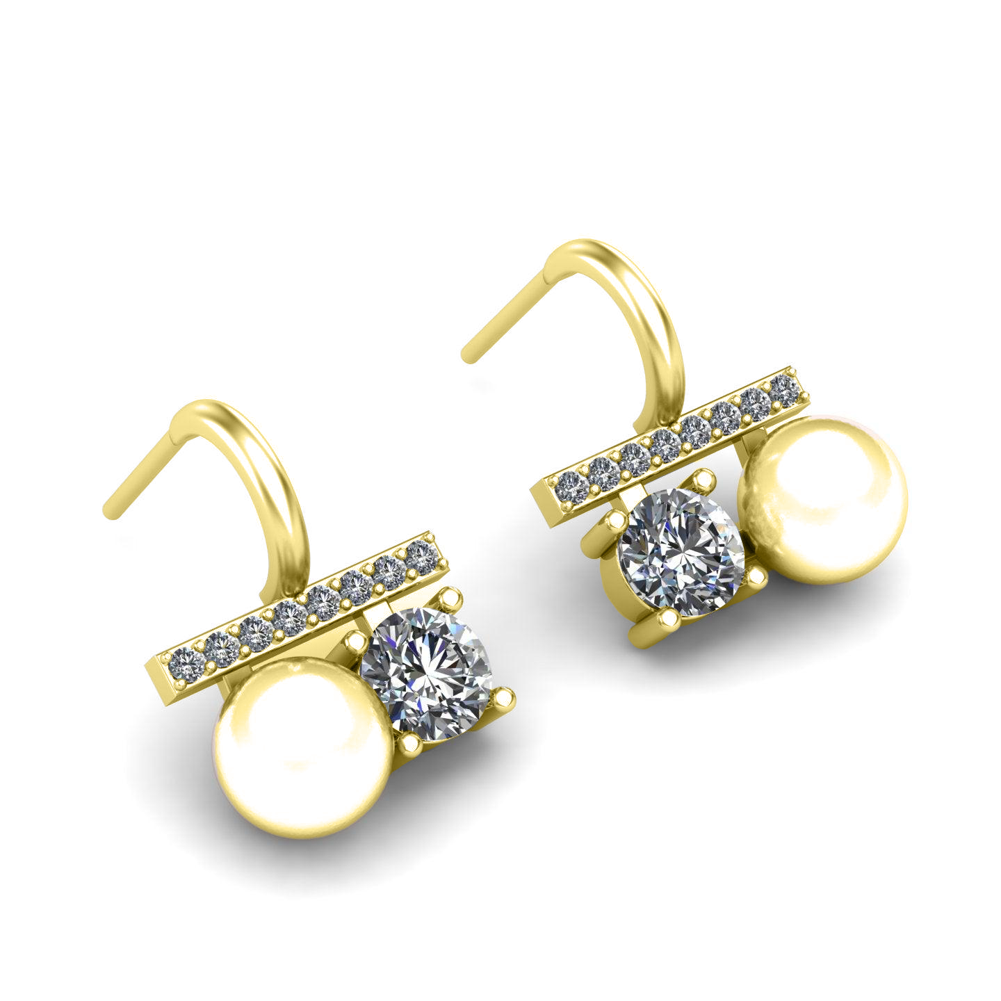 Pearl Duo Silver Ear Studs