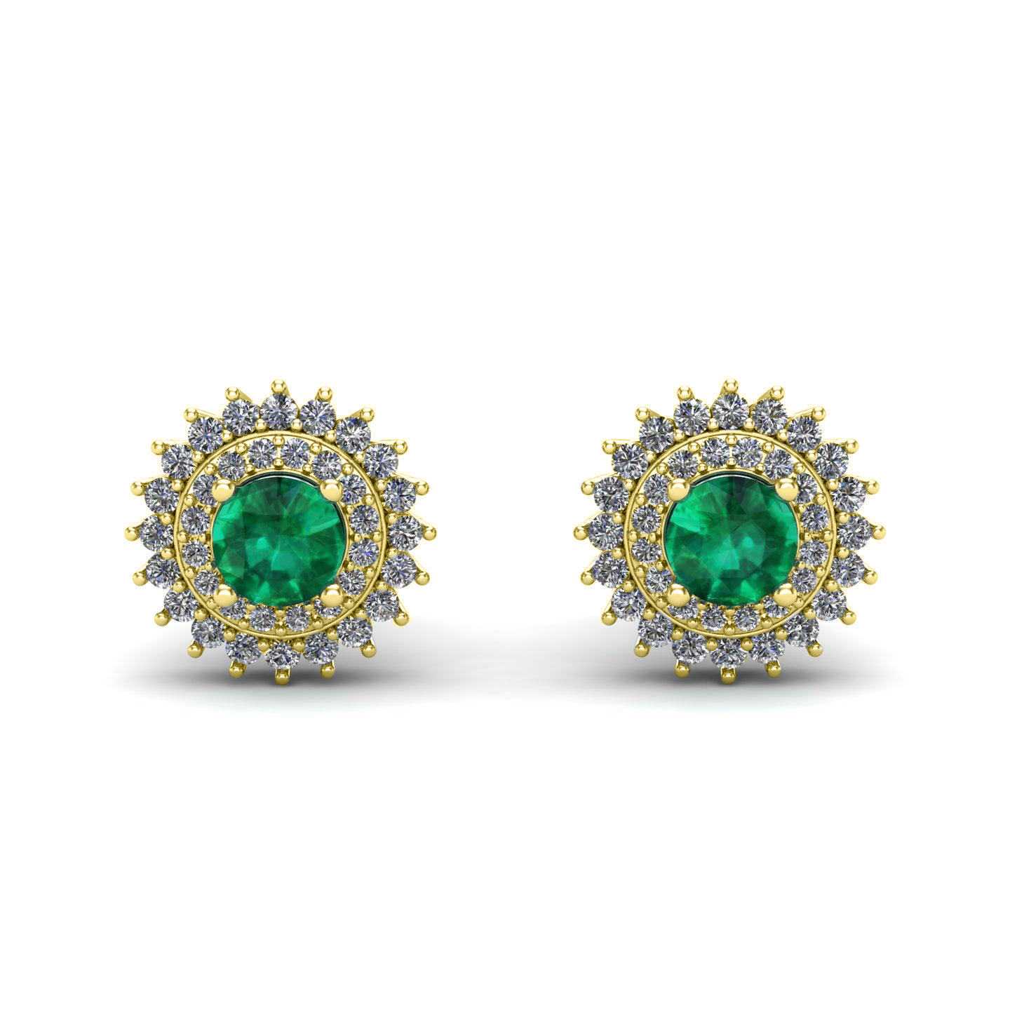 Cluster Green Emerald Silver Studs