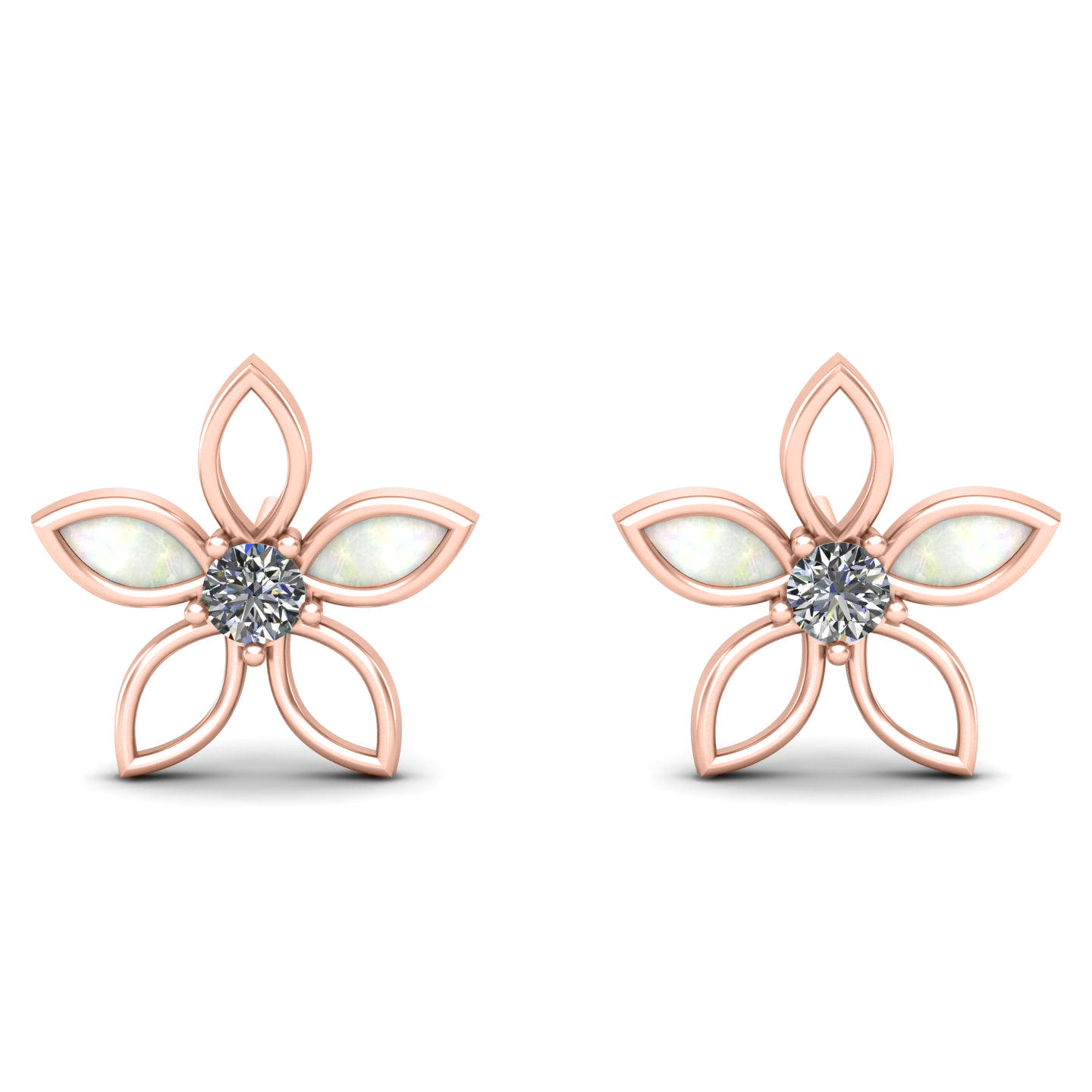 5 Leaf Mother Pearl Silver Ear Studs