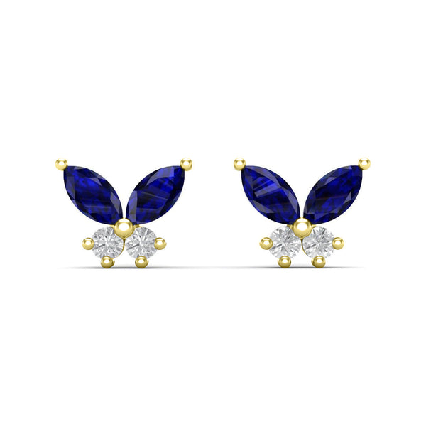 Mariposa Blue Sapphire Silver Ear Studs