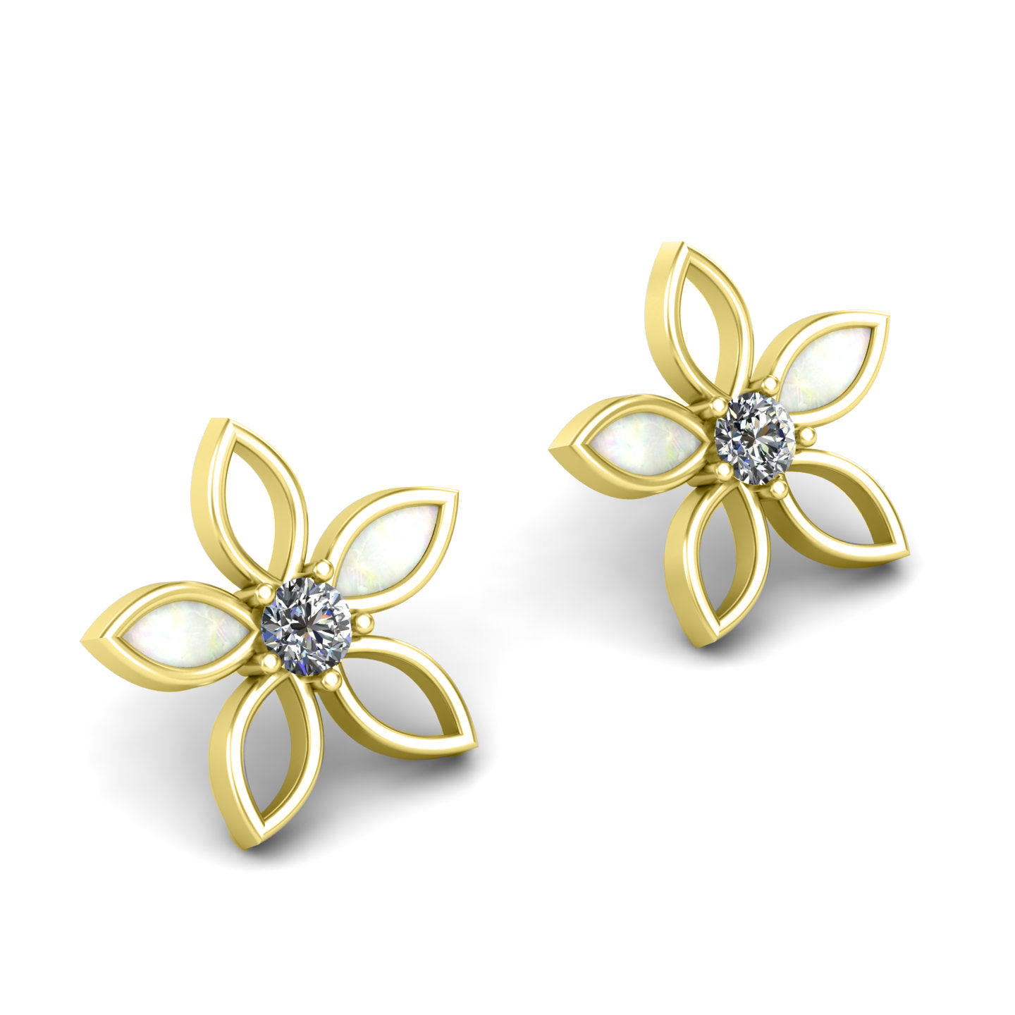 5 Leaf Mother Pearl Silver Ear Studs