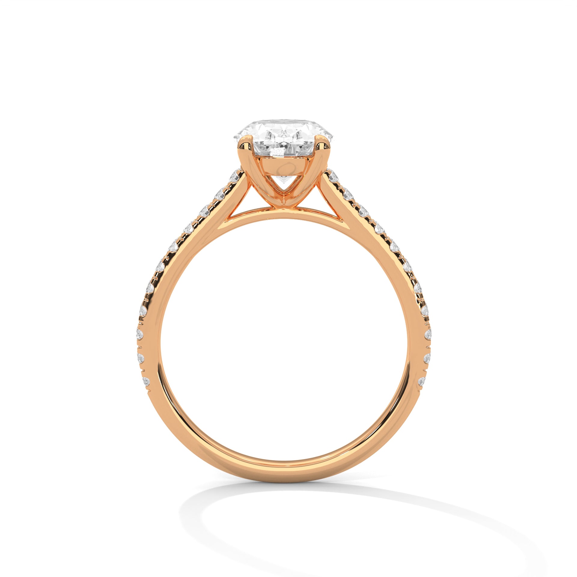 Oval Solitaire Studded Ring