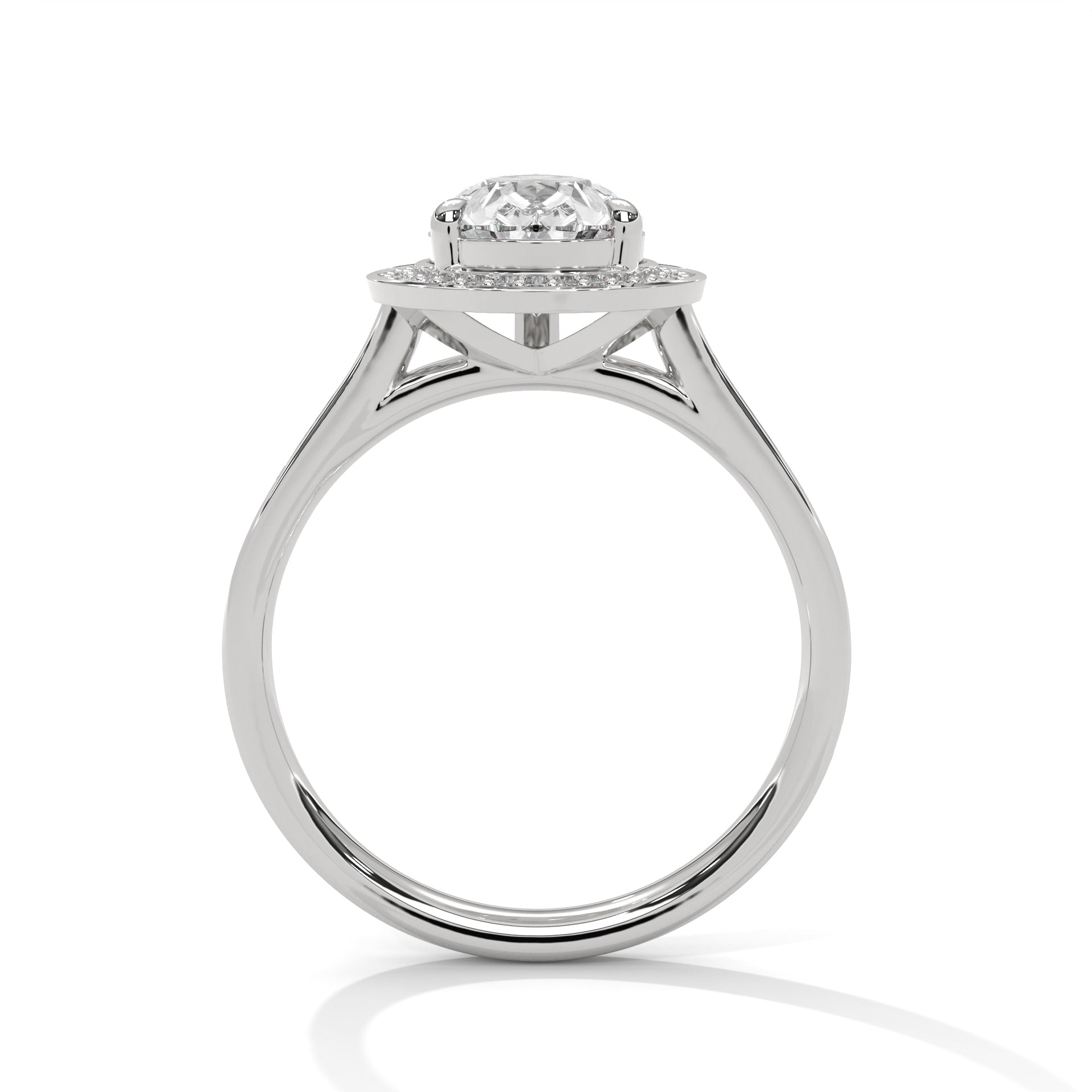 Pear Halo Solitaire Studded Ring