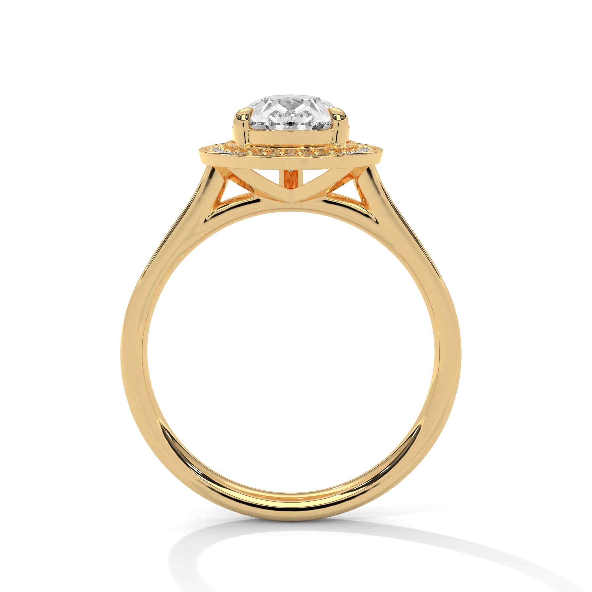 Pear Halo Solitaire Studded Ring