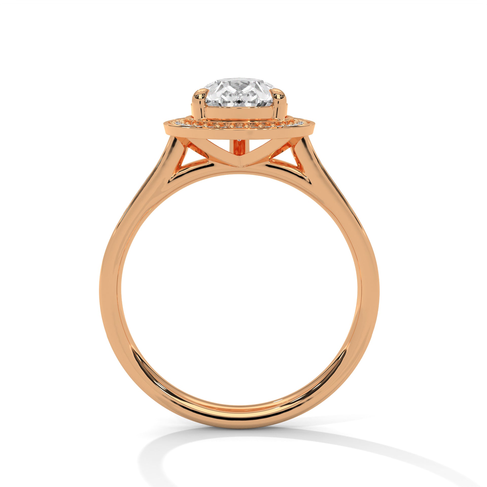 Pear Halo Solitaire Studded Ring