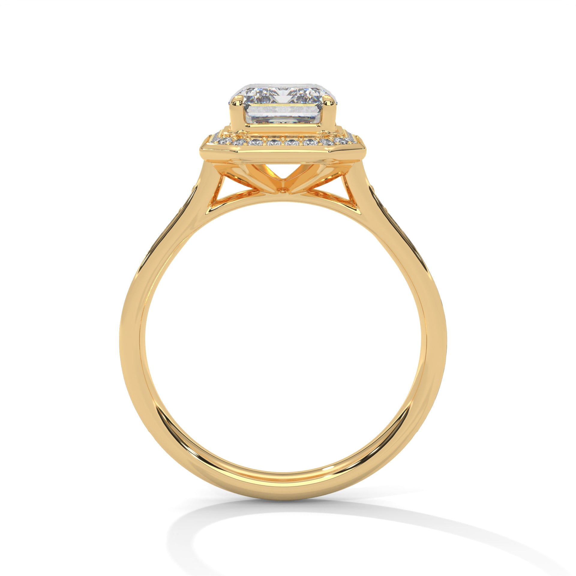 Emerald Halo Solitaire Studded Ring