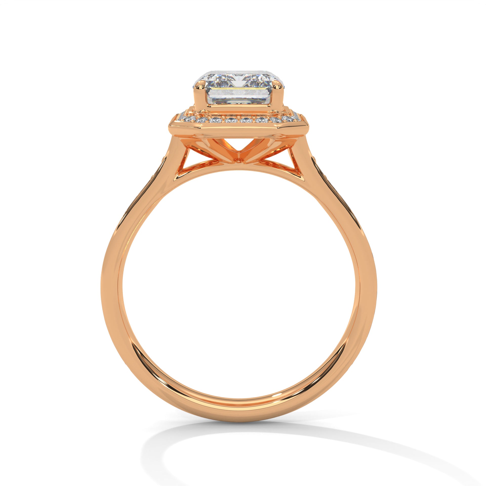 Emerald Halo Solitaire Studded Ring