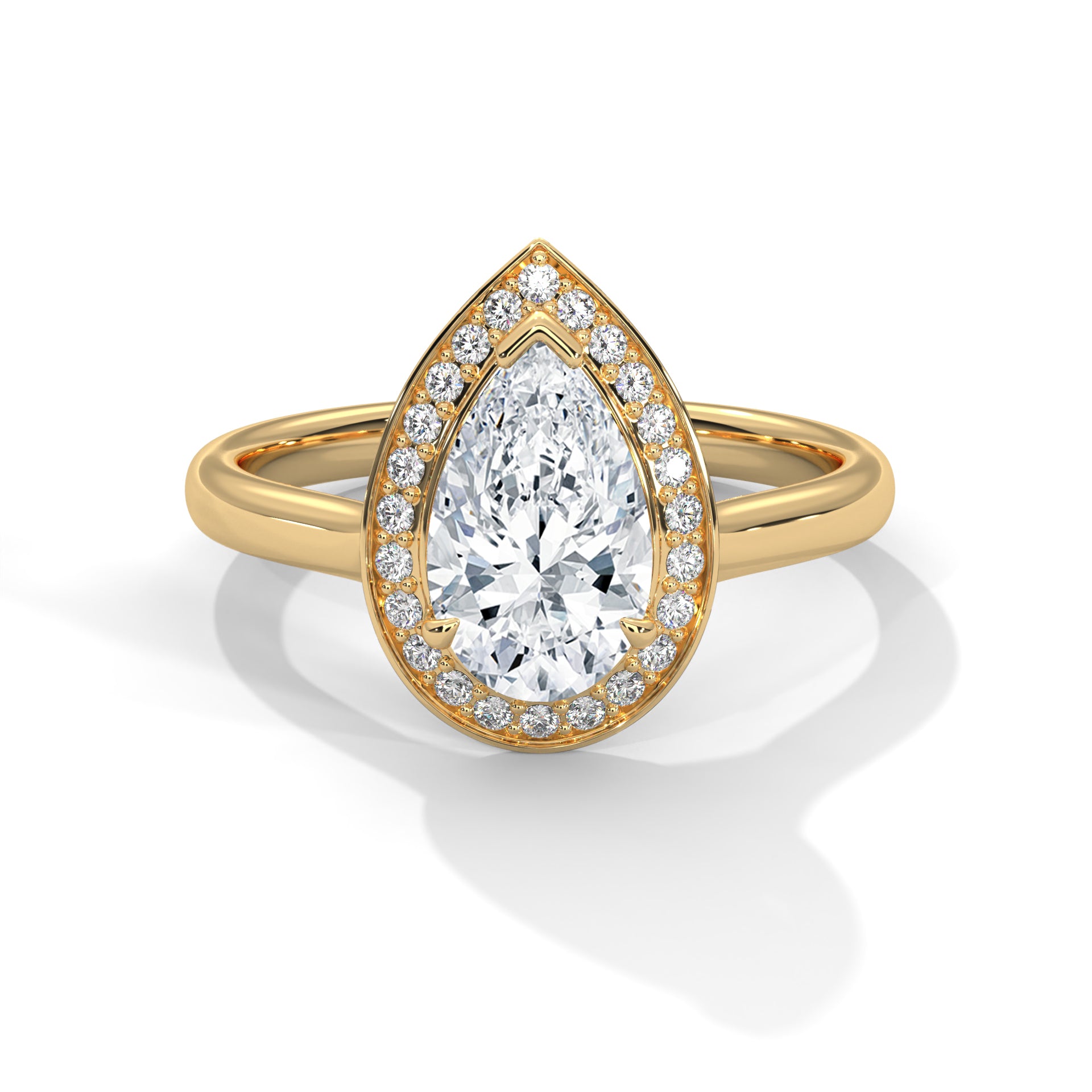 Pear Halo Solitaire Ring