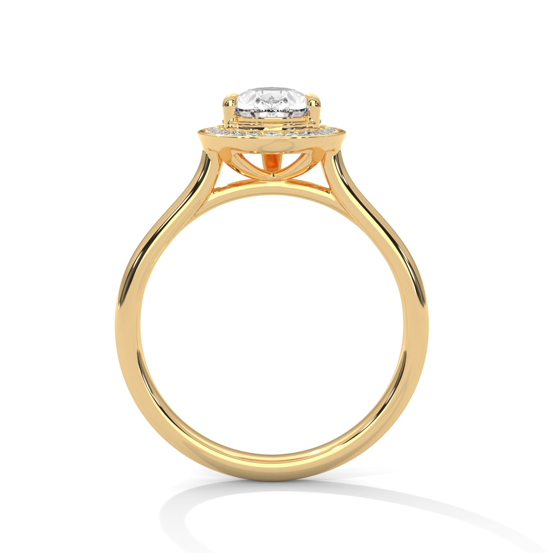 Pear Halo Solitaire Ring