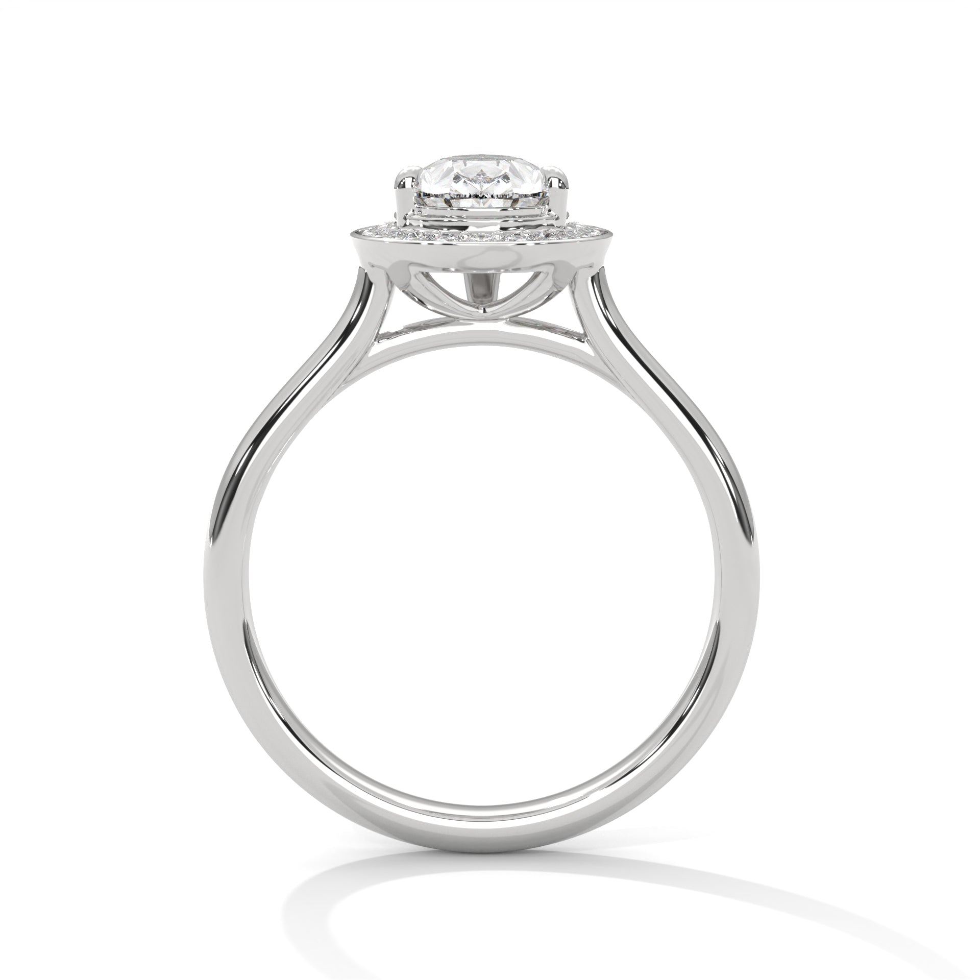 Pear Halo Solitaire Ring